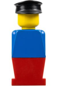 Legoland Figure Black Hat - Legoland figure in black hat with blue torso and red legs - old013