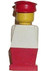 Legoland Figure Red Hat Minifigure - Legoland figure with white torso, red legs, and a red hat - old016