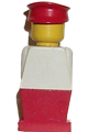 Legoland figure with white torso, red legs, and a red hat - old016