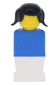 Legoland - Blue Torso, White Legs, Black Pigtails Hair - old020