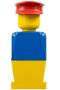 Legoland Figure Red Hat Minifigure - Legoland figure wearing a red hat with a blue torso and yellow legs - old023