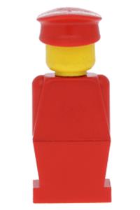 Legoland Figure Red Hat Minifigure - Legoland figure with a red torso, red legs, and a red hat - old025