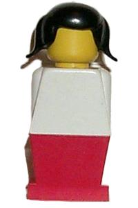 Legoland - White Torso, Red Legs, Black Pigtails Hair old026