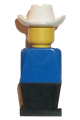 Legoland - Blue Torso, Black Legs, White Cowboy Hat - old029