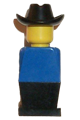 Legoland - Blue Torso, Black Legs, Black Cowboy Hat - old030