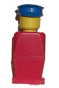 Legoland Figure Blue Hat Minifigure - Legoland figure wearing red torso and legs, topped with a blue hat - old031