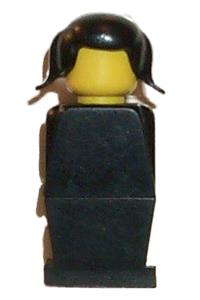 Legoland Figure Black Pigtails Hair - Legoland figure with black torso, black legs, and black pigtails hair - old032