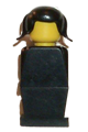 Legoland figure with black torso, black legs, and black pigtails hair - old032