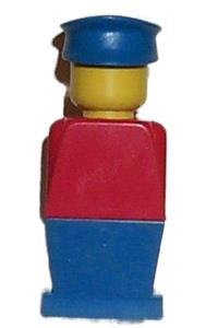 Legoland Figure Blue Hat Minifigure - Legoland figure with a red torso, blue legs, and wearing a blue hat - old033