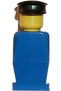 Legoland Figure Black Hat - Legoland figure with blue torso and legs, wearing a black hat - old035
