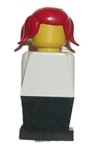 Legoland - White Torso, Black Legs, Red Pigtails Hair old036