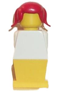 Legoland - Legoland - White Torso, Yellow Legs, Red Pigtails Hair - old038