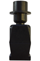 A Legoland figure resembling a statue from 1592, wearing all black with a top hat - old045