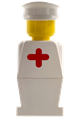 Legoland - White Torso, White Legs, White Hat, Red Cross Sticker - old047s