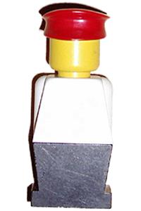 Legoland - Legoland - White Torso, Black Legs, Red Hat - old049