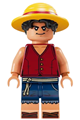 Monkey D. Luffy with black hair, wearing a straw hat and a closed mouth grin - op016
