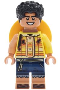 Monkey D. Luffy Minifigure - Monkey D. Luffy wearing a yellow vest with a straw hat on his back - op035