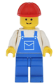 Overalls Blue with Pocket, Blue Legs, Red Construction Helmet - ovr001