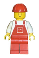 Overalls Red with Pocket, Red Legs, Red Construction Helmet - ovr005