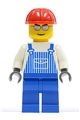 Overalls Striped Blue with Pocket, Blue Legs, Red Construction Helmet, Silver Glasses and Eyebrows - ovr030