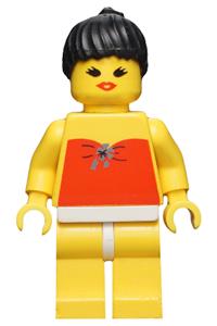 Paradisa Red Halter Top Minifigure - Minifigure wearing a red halter top with yellow legs and black ponytail hair - par009