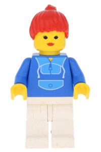 Paradisa Female in Jogging Suit - Minifigure in a jogging suit with white legs and red ponytail hair - par024