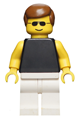 Plain Black Torso with Yellow Arms, White Legs, Sunglasses, Brown Male Hair - par035