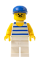 Horizontal Blue/White Stripes, White Legs, Blue Cap - par044