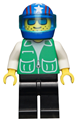 Jacket Green with 2 Large Pockets - Black Legs, Blue Helmet 4 Stars & Stripes, Trans-Light Blue Visor - pck005