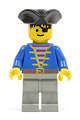 Pirate with Blue Jacket, Light Gray Legs, Black Pirate Triangle Hat - pi005