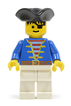 Pirate with a black pirate triangle hat, blue jacket, and white legs - pi006