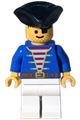 Pirate with white legs wearing a blue jacket and reissue black triangle hat - pi006new