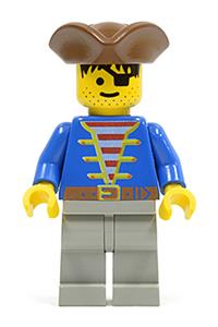 Pirate with Blue Jacket, Light Gray Legs, Brown Pirate Triangle Hat pi008