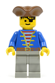 Pirate with Blue Jacket, Light Gray Legs, Brown Pirate Triangle Hat - pi008