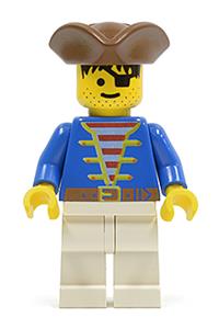 Pirate with Blue Jacket, White Legs, Brown Pirate Triangle Hat pi009