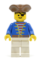 Pirate with white legs wearing a brown pirate triangle hat and a blue jacket - pi009