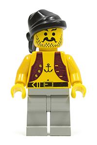Pirate Tattoo McGoo Minifigure - Pirate with Anchor Shirt, Light Gray Legs, Black Bandana - pi012