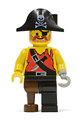 Pirate with Shirt with Knife, Black Leg with Peg Leg, Black Pirate Hat with Skull - pi022