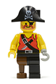 Pirate wearing shirt with knife, black leg with peg leg, and black pirate hat with skull - pi022