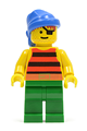 Pirate wearing a red and black striped shirt with green legs and a blue bandana - pi029