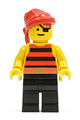 Pirate with Red / Black Stripes Shirt, Black Legs, Red Bandana - pi031