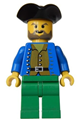 Pirate with a brown shirt, green legs, and a black pirate triangle hat - pi034