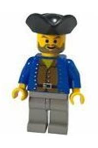 Pirate with Brown Shirt, Light Gray Legs, Black Pirate Triangle Hat pi035
