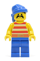 Pirate wearing a red and white stripes shirt with blue legs and a blue bandana - pi040