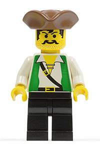 Pirate with Green Vest, Black Legs, Brown Pirate Triangle Hat pi048
