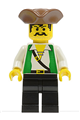Pirate wearing a brown pirate triangle hat, a green vest, and black legs - pi048