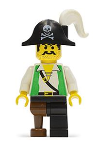 Pirate with Green Vest, Black Leg with Pegleg, Black Pirate Hat with Skull pi050
