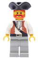 Pirate with Brown Vest Ascot, Light Gray Legs, Black Pirate Triangle Hat - pi053