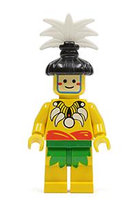 King Minifigure - King islander with black hair-piece - pi069