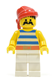 Pirate with blue / white stripes shirt, white legs, red bandana - pi073